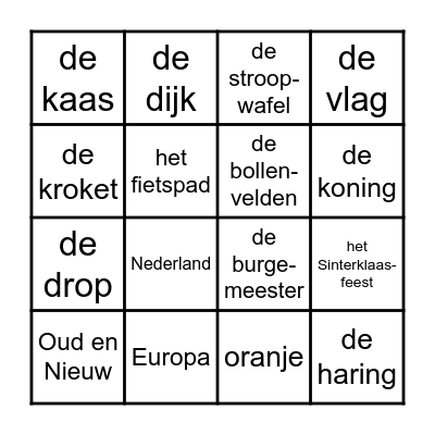 Ik hou van Holland Bingo Card