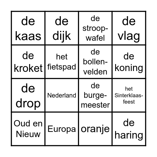 Ik hou van Holland Bingo Card