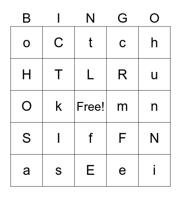 Alphabet Bingo Card
