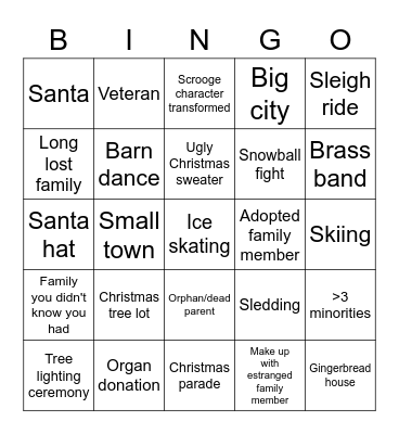 Hallmark Channel Bingo Card