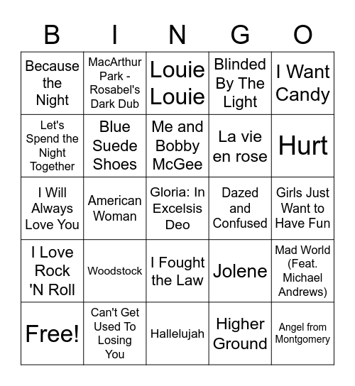 Bingo Cover Songs That You May Have Thought Were Orignials Bingo Card