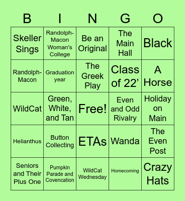 Round 2 Bingo Card