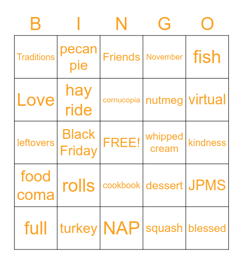 HARVEST HANG Bingo Card