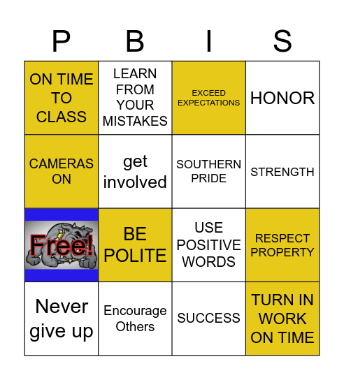 Strength       Honor      Success Bingo Card