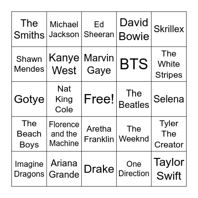 Musical Bingo Card