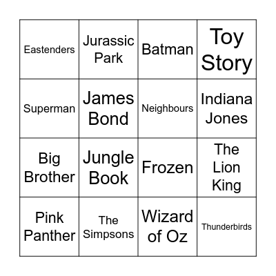 Film & TV Bingo Card