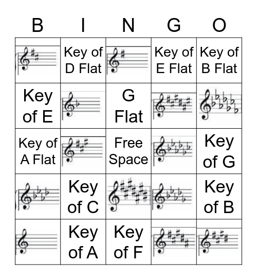 Key Signature Bingo Card