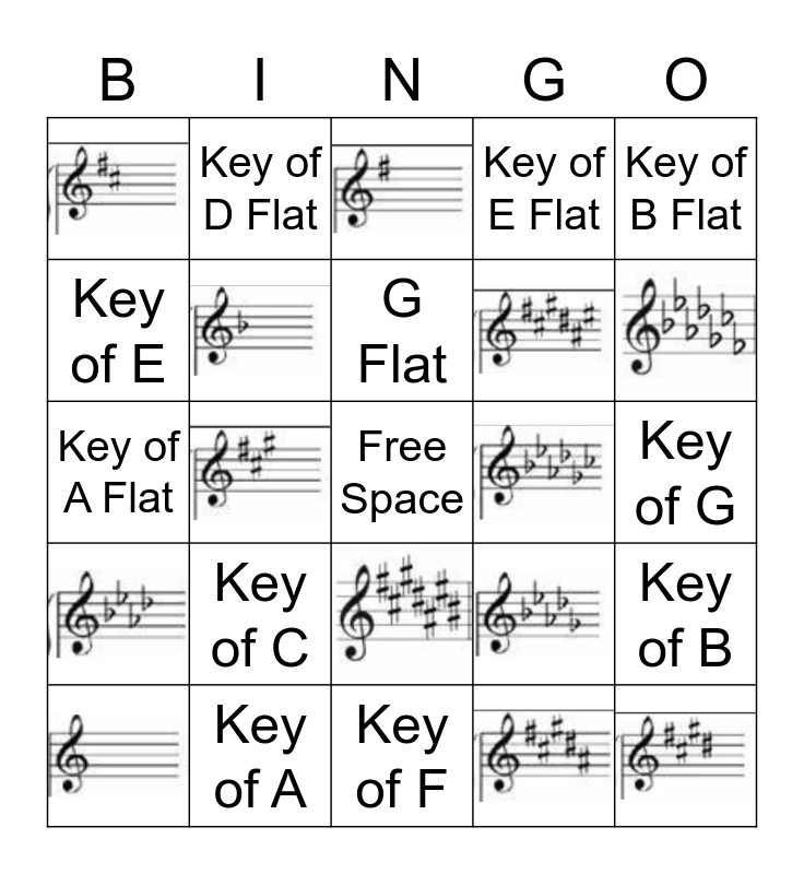 Key Signature Bingo Card