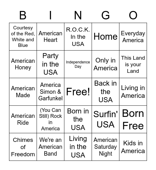 Living in the USA Bingo Card