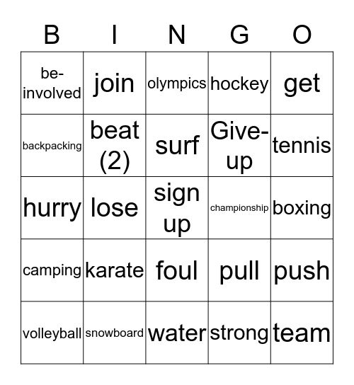 We Are The Champs List 4 Bingo Card