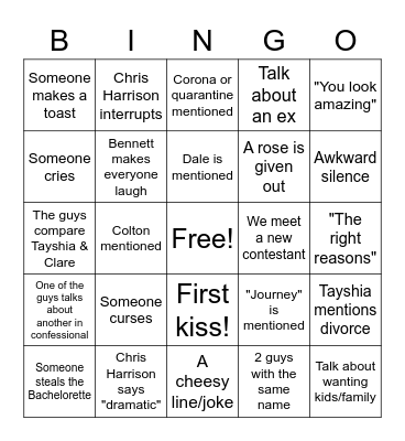 🌹Bachelorette Bingo🌹 Bingo Card