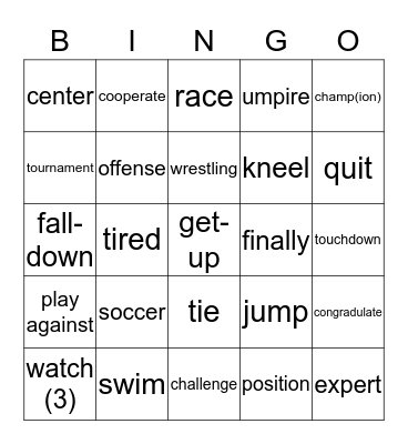 We Are The Champs List 5 Bingo Card