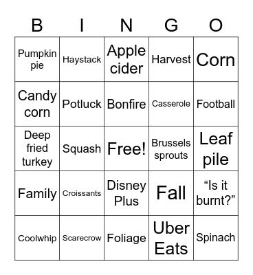 Friendsgiving BINGO Card
