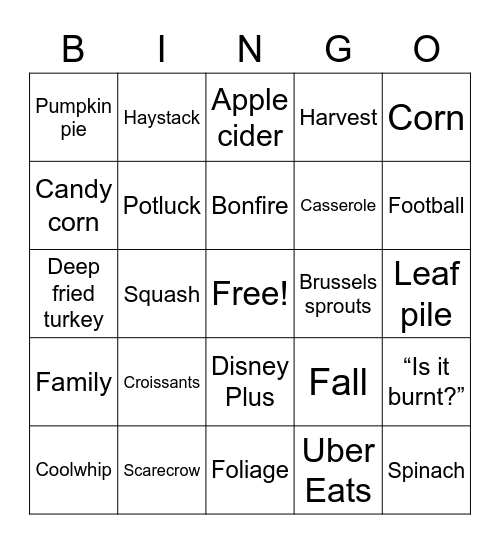Friendsgiving BINGO Card