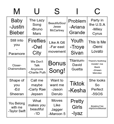 Musical Bingo! Bingo Card