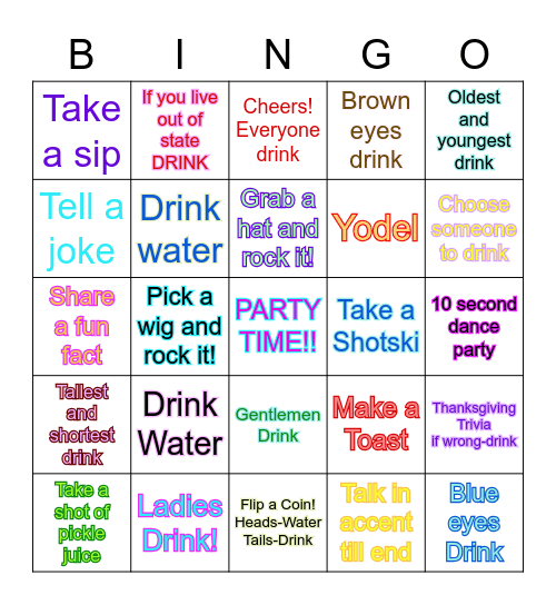 Thanksgiving Party Bingo! Bingo Card