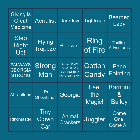 GAFP BIG TOP BINGO! Bingo Card