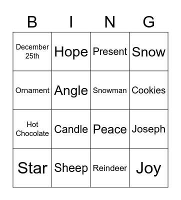 Christmas Advent Bingo Card