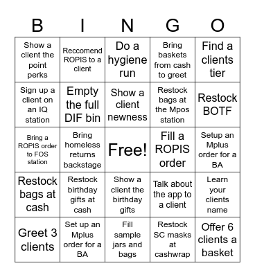 Beauty Insider Bingo - Ops Bingo Card