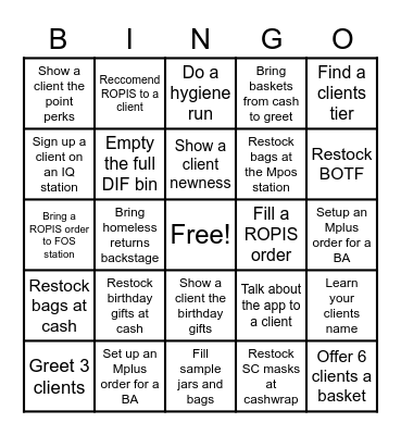 Beauty Insider Bingo - Ops Bingo Card