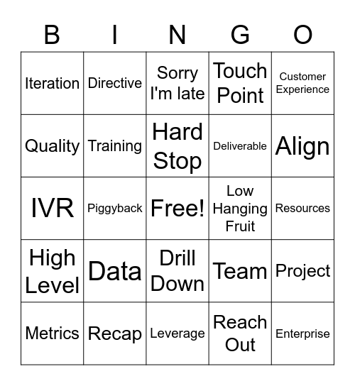 Care Center Zoom Bingo Card