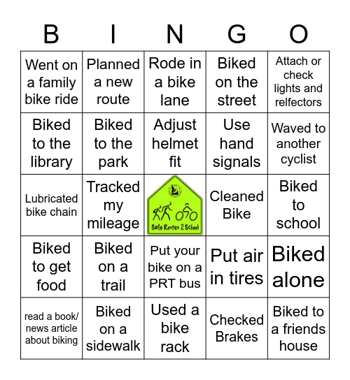 Bike Safety BINGO Card