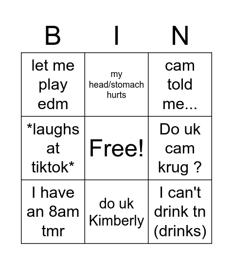 Matt Bingo Card