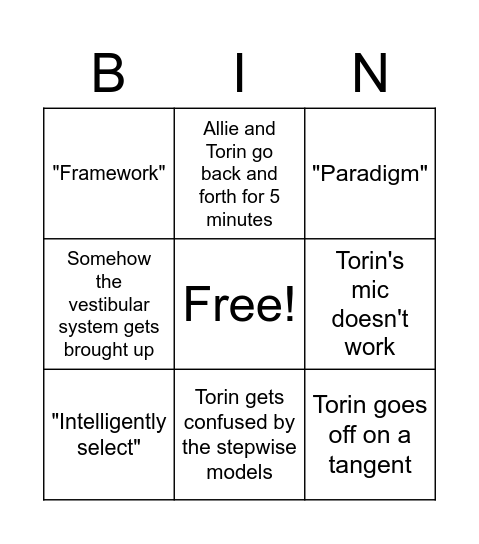 RT3 Bingo Card