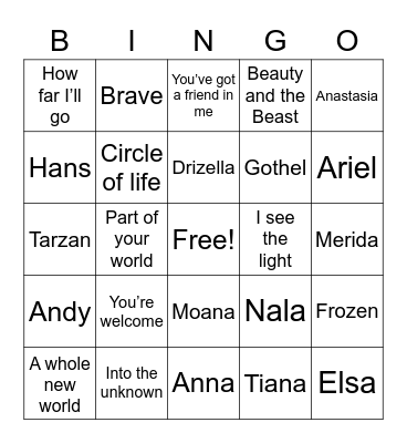 Disney DECA BINGO Card