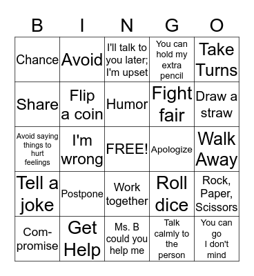Conflict Resolution Bingo  Bingo Card