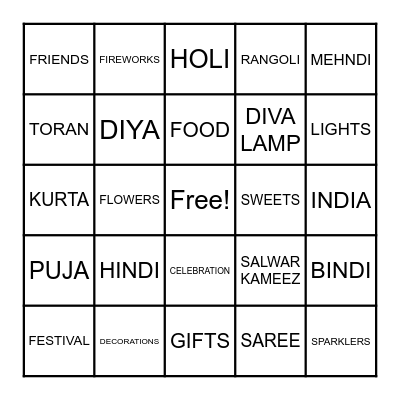 HAPPY DIWALI Bingo Card