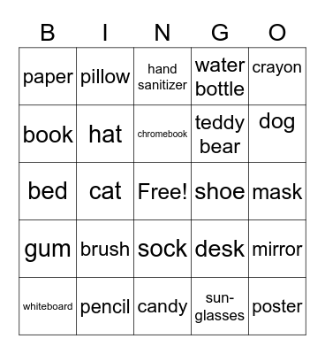 Scavenger Hunt Bingo Card