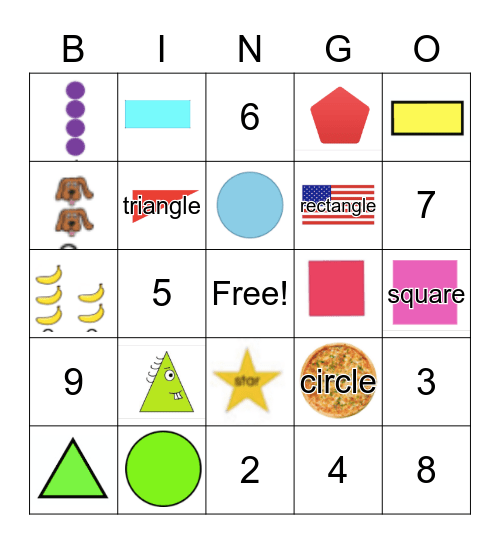 Shapes Kindergarten Bingo Card