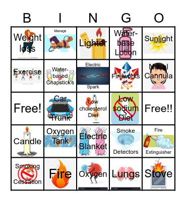 Do's & Don'ts of Oxygen at Home Bingo Card