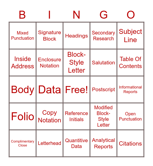 Ch. 8 (1-2) Bingo Card