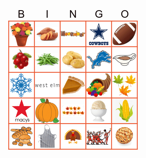 Inventory Management's Thanksgiving BINGO Card
