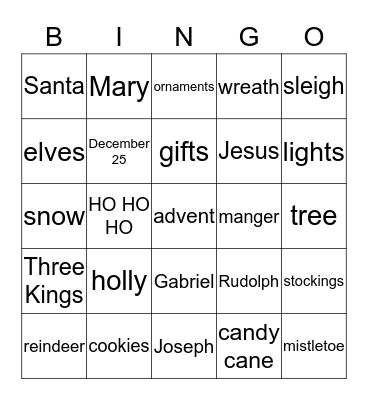 CHRISTMAS BINGO Card