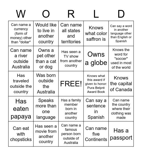 Global Bingo Card