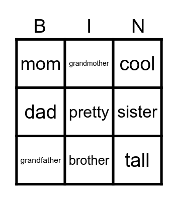 Family Bingo Card