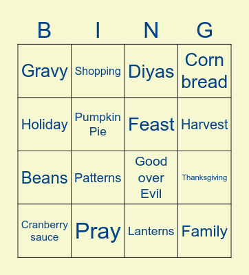 CAI_Diwali_Thanksgiving Bingo Card