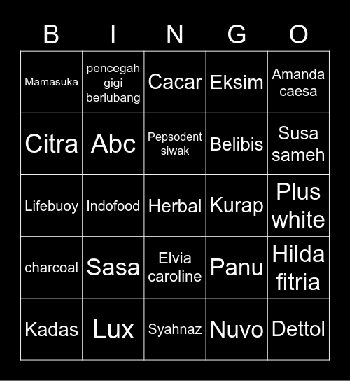 U Y O N Bingo Card