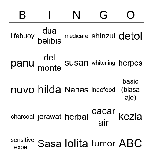 Bingo Ujin Bingo Card