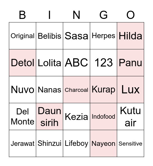 Punya MARK Bingo Card