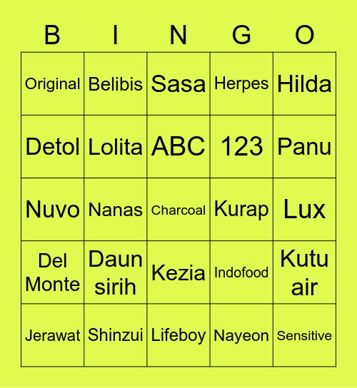 Punya MARK Bingo Card