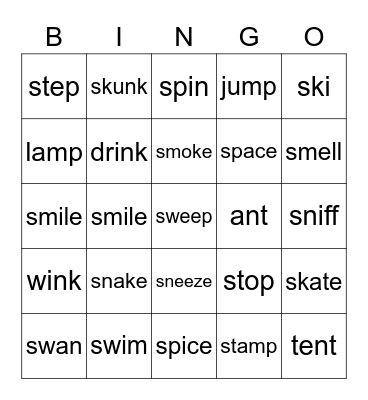 Phonics Unit 5-7 Bingo Card