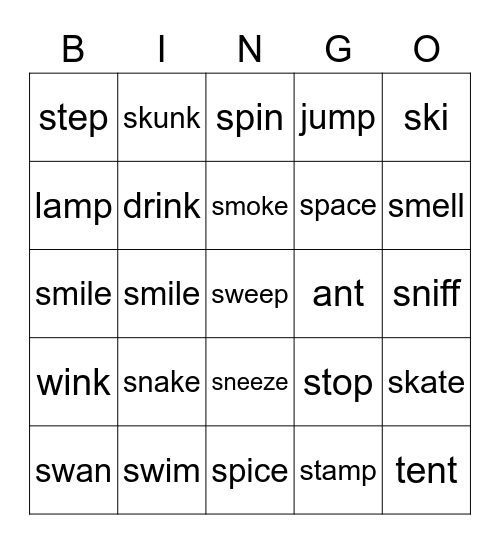 Phonics Unit 5-7 Bingo Card