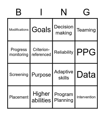 Magic of Assessment Bingo Card