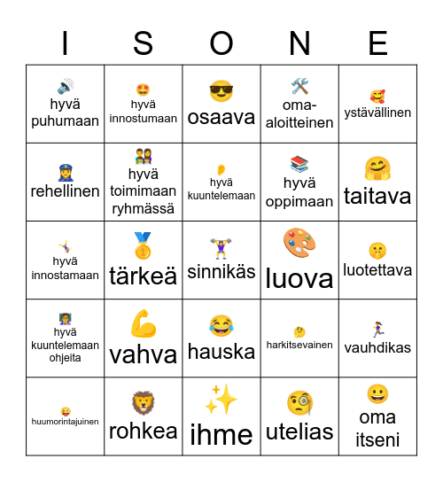 vahvuusbingo Card