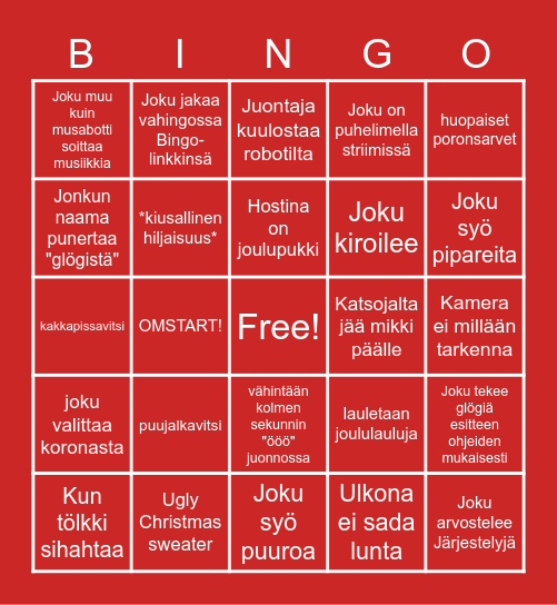 FK PIKKUJOULUT Bingo Card