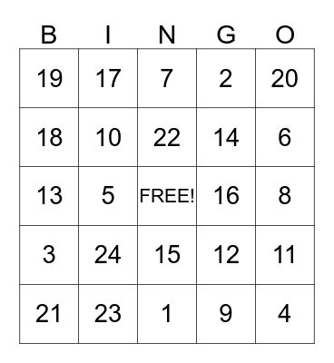 Winter Wonderland Bingo  Bingo Card